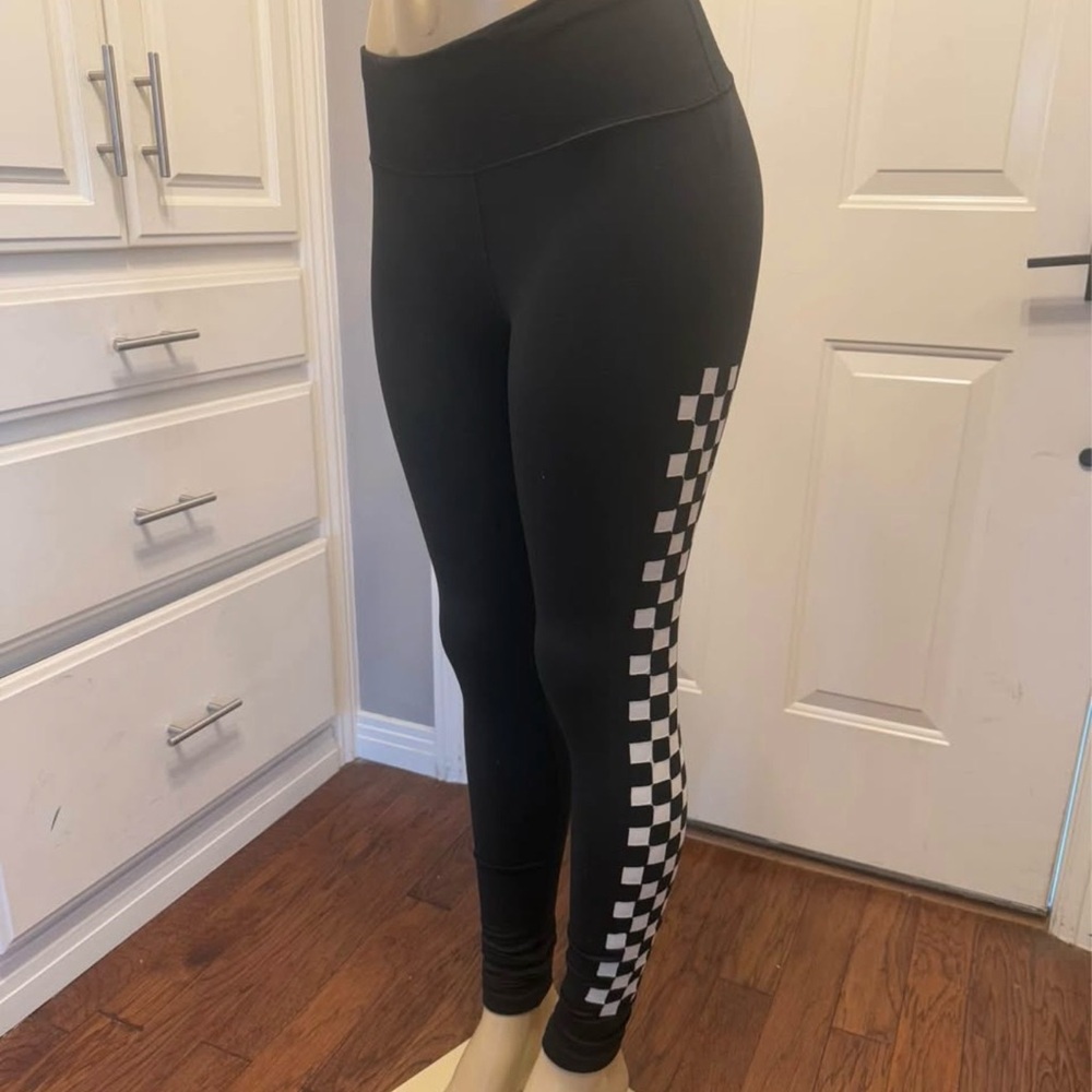 Black Aviator Nation Leggings with Checkered Side size medium